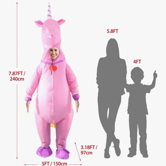 Pink Inflatable Unicorn Costume Adult - Picture 2 of 5